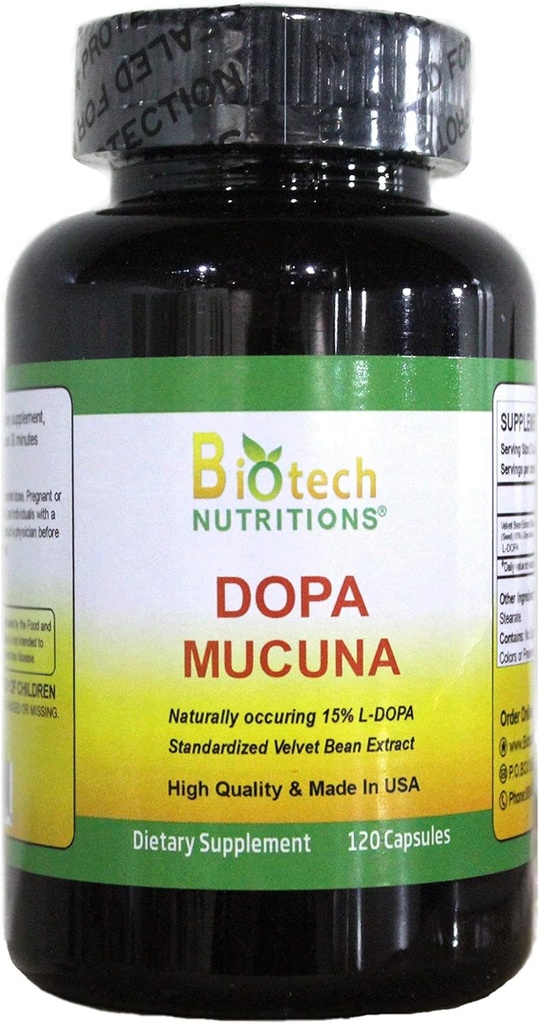 Dopa Mucuna 15% L-Dopa (Mucuna pruriens) 120 Capsules Vege Fabriquées aux États-Unis
