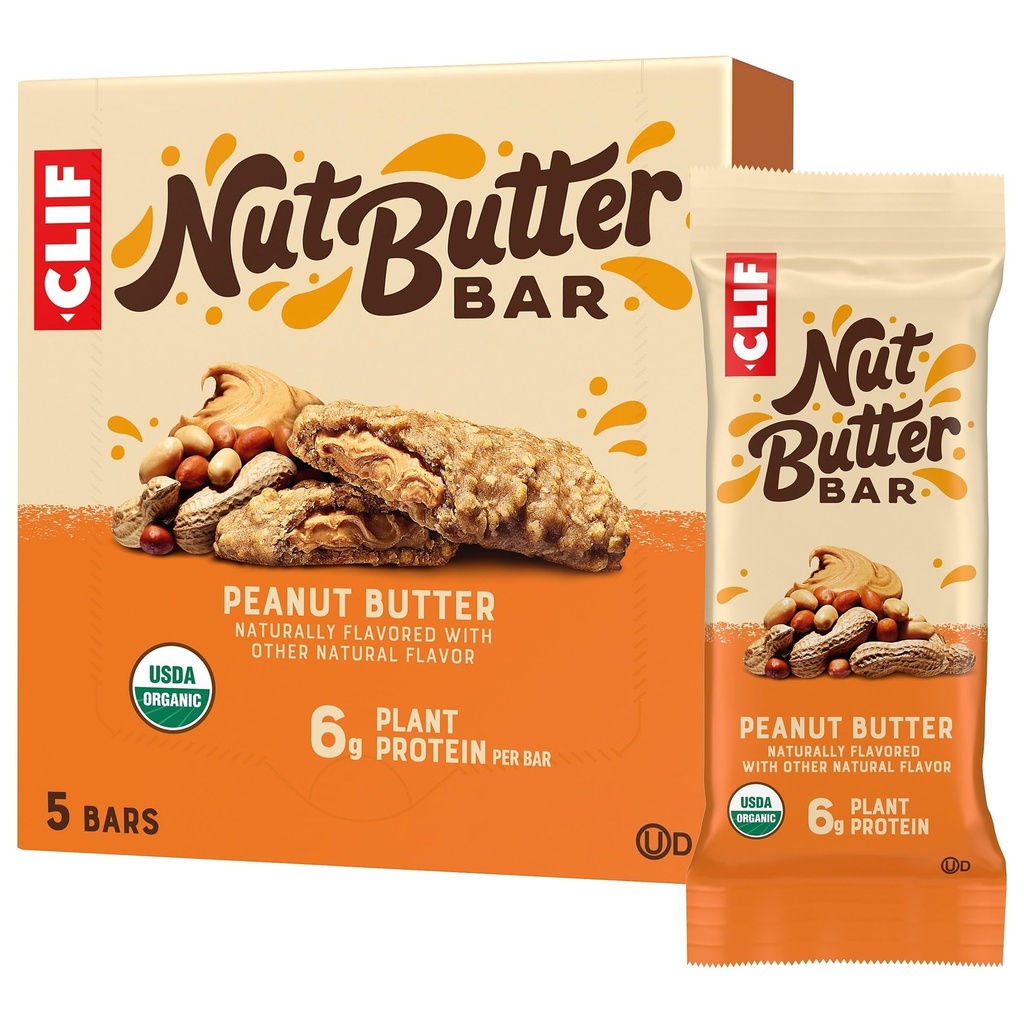 CLIF Nut Butter Bar - Beurre d'arachide - Barres d'énergie remplies - Non-OGM - USDA Organic - Plant-Based - Faible glycémique - 1,76 oz (5 pack)