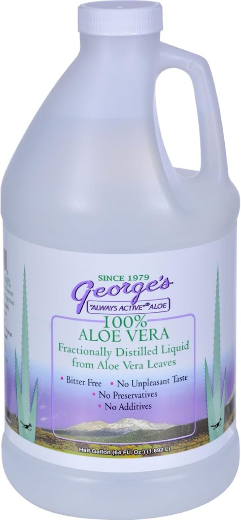Georges Aloe Vera - Liquide distillé fractionnellement - Sans amer - Sans conservateur - 64 fl oz (paquet de 4)