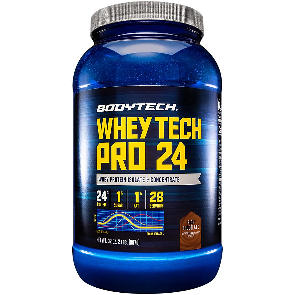 BODYTECH Whey Tech Pro24 en poudre de chocolat riche (2 lb/ 28 portions)