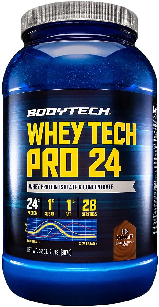 BODYTECH Whey Tech Pro24 en poudre de chocolat riche (2 lb/ 28 portions)