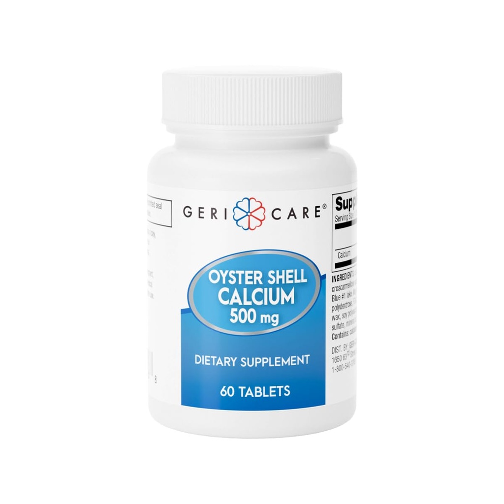 Gericare Oyster Shell Calcium 500 mg, Santé des os, Supplément nutritionnel, 60 Compte (paquet de 1)