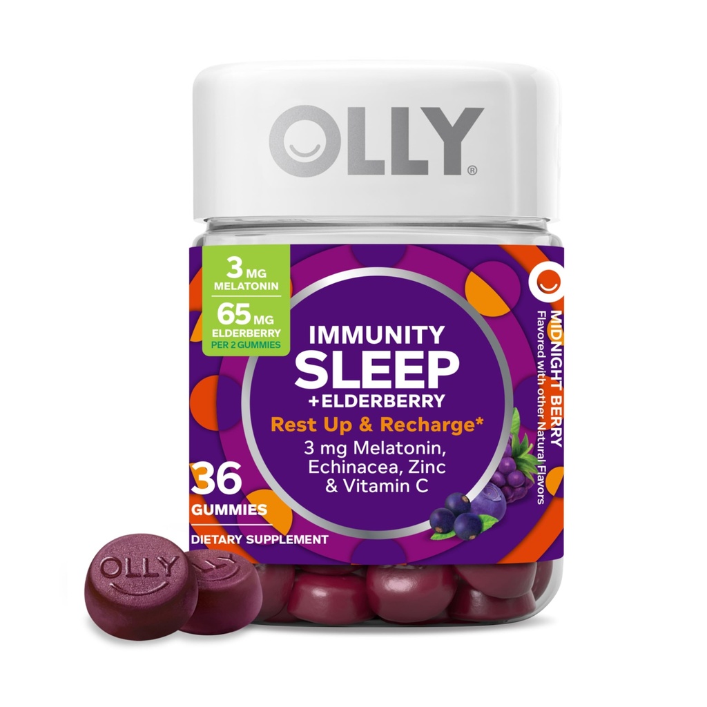 Immunité de sommeil Mélatonine Gummy, Vitamine C, Zinc, Echinacea, 3mg Mélatonine, Immune et soutien du sommeil, Berry - 36