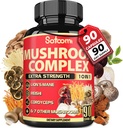 Satoomi 10in1 Complexe de Supplément de Champignons - Lions Mane, Cordyceps, Reishi, Chaga - Suppléments Cerveau pour Mémoire et Focus - Approvisionnement de 3 mois