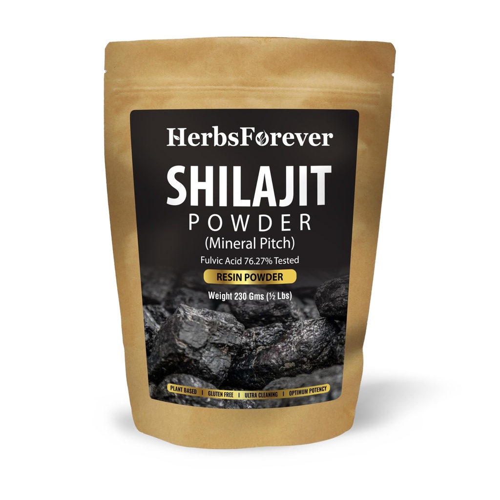 Herbsforever Shilajit Powder Mineral Pitch Antioxydant Général Wellness Extrait concentré 6:1 8.11 oz 230 GMS