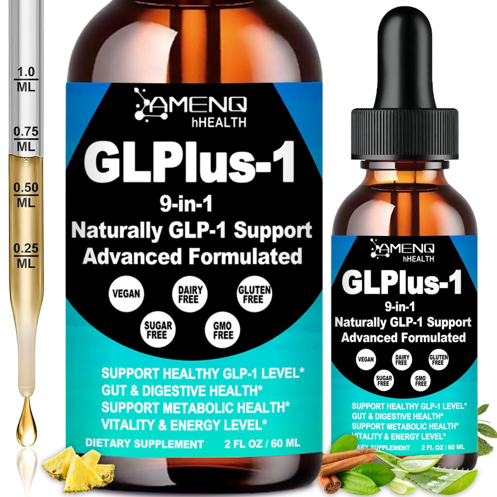 GLP-1 Supplément pour les femmes et les hommes, 9-en-1 Naturellement GLP-1 Support w. Berberine HCI Cyelon Cinnamon Green Tea Eriocitrin, GLP1 pour Gut Digestion métabolique, GLP-1 gouttes 6X plus fortes que les capsules