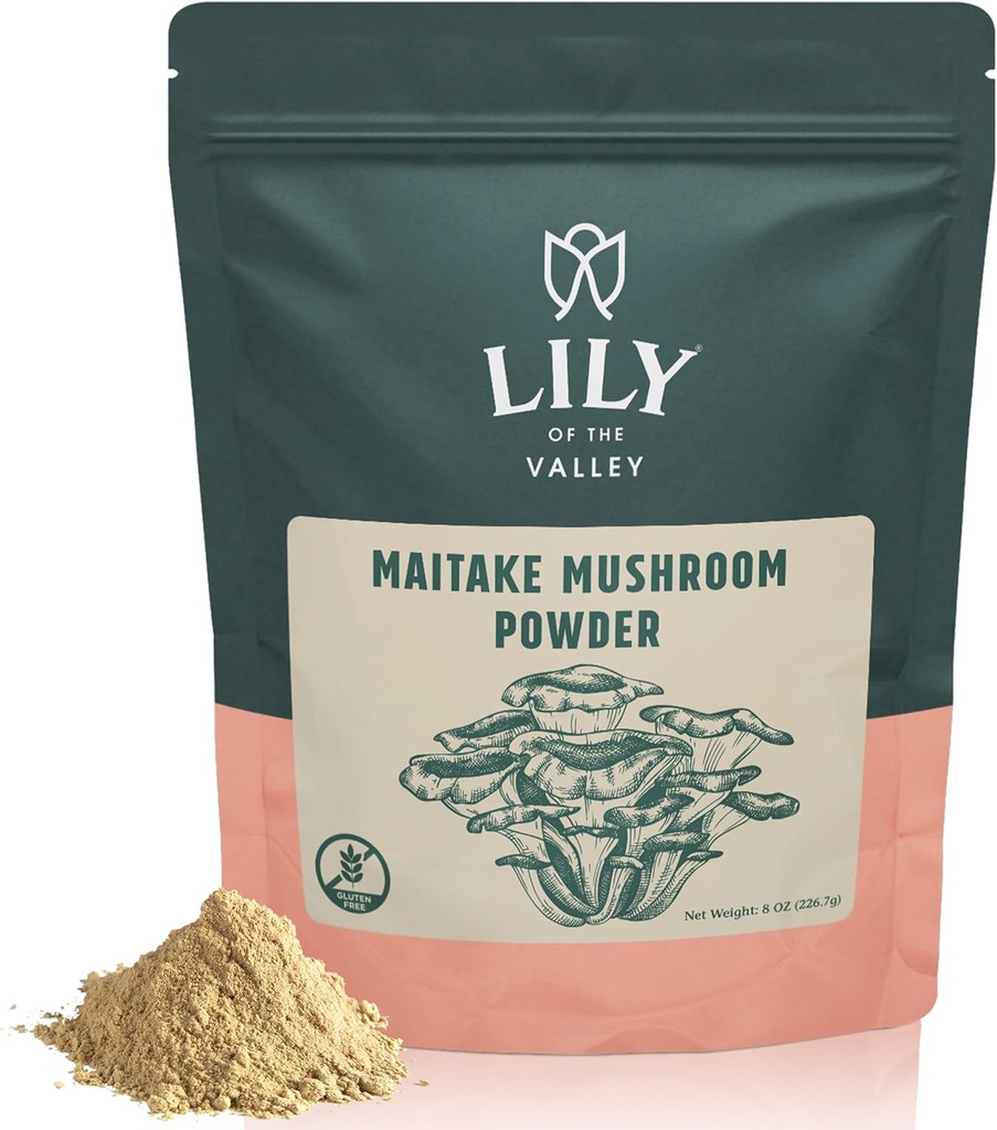 LILY OF THE VALLEY Mautake Mushroom Powder - Grifola Frondosa - Idéal pour le café et les smoothies - Vegan & sans gluten - emballé dans une poche refermable (4oz, 113g)