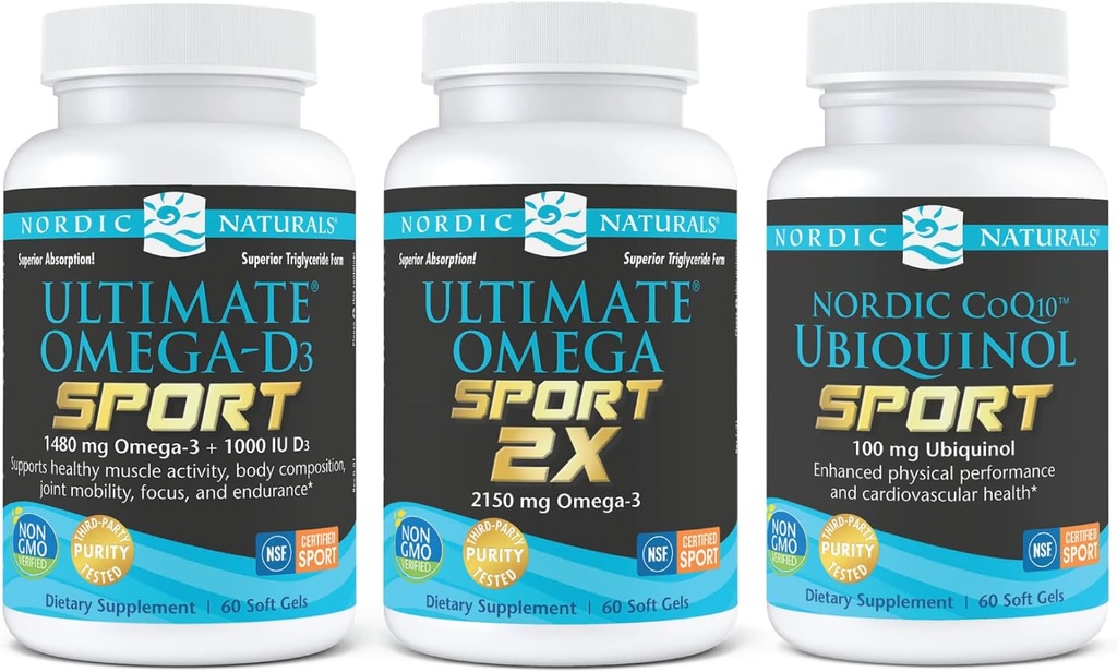 Nordic Naturals Sport Starter Pack - CoQ10 Ubiquinol, Omega ultime 2X, Omega ultime D3
