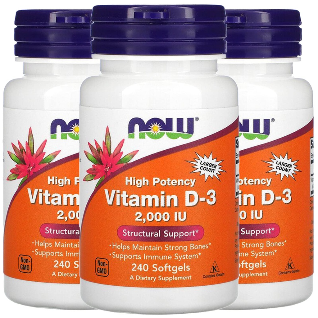Maintenant les aliments maintenant les aliments Vitamine D-3, 50 mcg (2 000 UI), 240 Softgels, 3 Pack