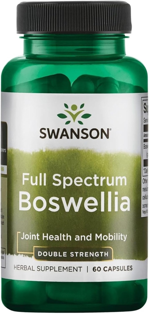 Swanson Double Strength Boswellia - Ayurvedic Herb pour la flexibilité articulaire et le soutien de la mobilité - Boswellia Serrata résine - (60 Capsules, 800 mg chacune)
