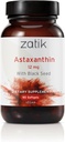 Zatik Naturals - Astaxanthine 12mg avec graines noires organiques, antioxydant, 90 softgels végétaliens