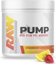 RAW Pump Stim Free Pre Workout (Lémonade aux mûres) - Supplément de pré-entraînement non stimulant Poudre Booster d'oxyde nitrique - Suppléments de pré-entraînement Boissons pour pendant l'entraînement - 40 portions