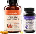 NatureWise Curcumine Turmère 2250mg avec BioPerine et Vitamine végétalienne K2 MK-7 100mcg et MK4 500mcg - 180 Comte et 90 Softgels