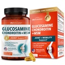 Glucosamine Chondroïtine MSM Supplément de soutien conjoint - Collagen Peptides, Turmeric et Ginger, Acide Hyaluronique, Glucosamine Chondroïtine Sulfate pour le confort articulaire - Sans gluten, sans OGM, 90 Capsules