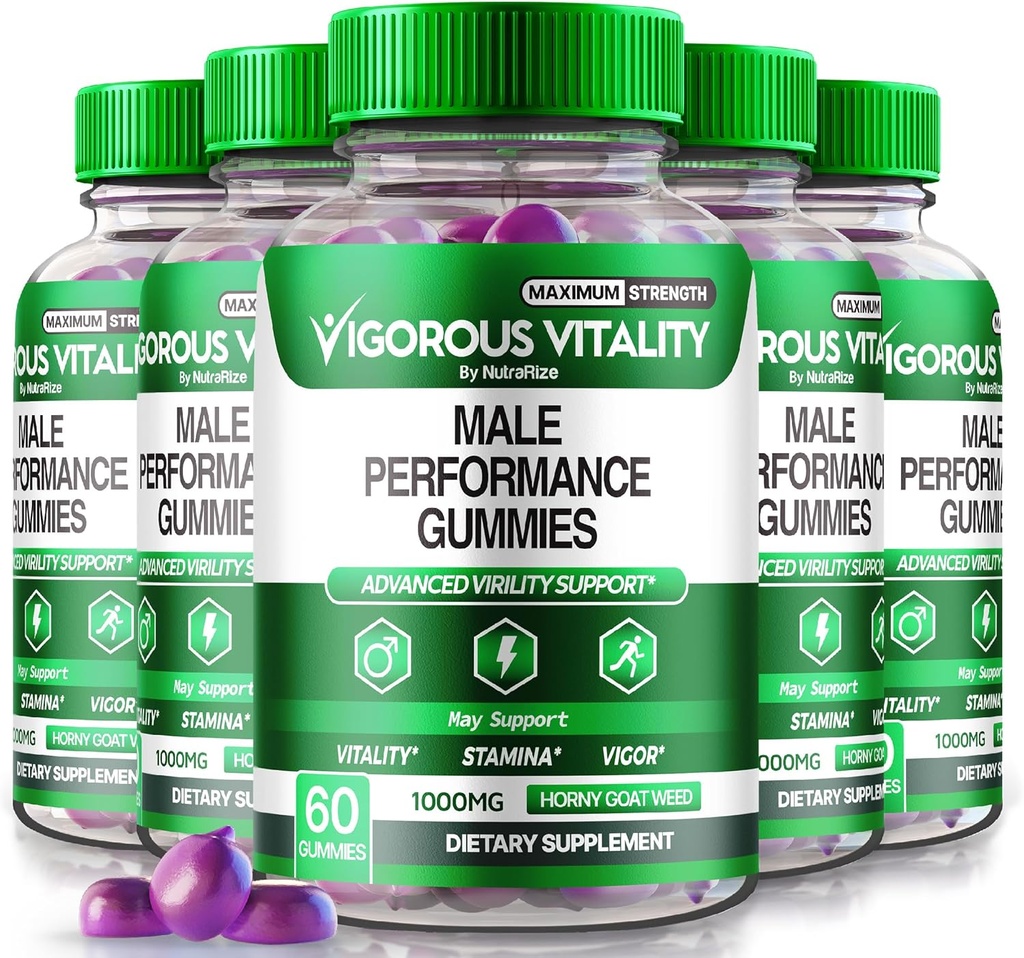NutraRize (5 Pack) Gommies Vitalité Vigoreuse, Gommies Vitalité Vigoreuse, Gommies Enhancement Homme, Confiance accrue et Vitalité Écarlate Gommy, Gommy Goat Weed pour hommes Gimitas Enchantment (300 Gommies)