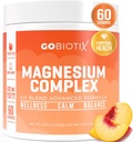 GoBiotix Magnésium Glycinate Poudre – Suppléments de cortisol pour les femmes et les hommes – Supplément de Magnésium à haute absorption avec Citrate, Malate – Sans sucre – 420 mg, 60 portions - Peach Tea