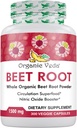 Capsules de racine de betterave biologique 1500mg - 300 Capsules de poudre de racine de betterave avec des nitrates à haute résistance pour soutenir la circulation, l'oxyde nitrique, l'énergie, l'endurance et l'endurance - Non-OGM et sans gluten