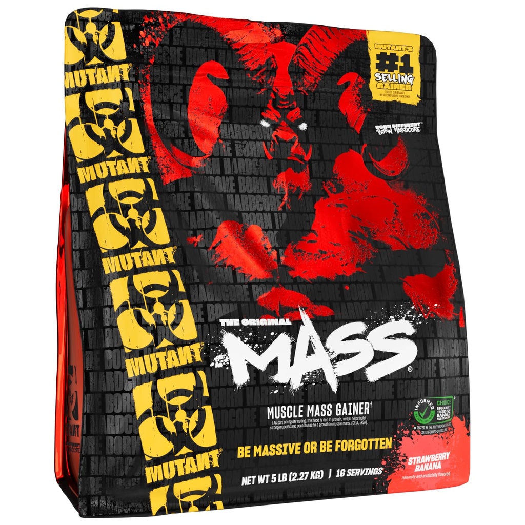 Mutant Mass | Weight Mass Gainer Protein Powder - high Calorie Protein Powder for Mass gain - Strawberry Banana - 5 Pound