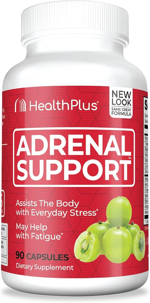 Health Plus Adrenal Cleanse Ashwagandha Capsules pour la fonction adrénale et le soutien antioxydant et le soulagement du stress, 90 Capsules