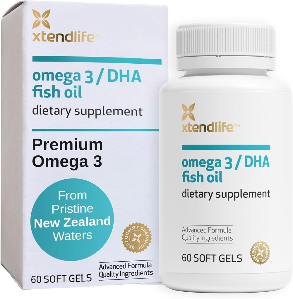 Xtendlife Omega 3 DHA Huile de poisson - 1100mg avec 700mg DHA et 300mg EPA - Omega 3 6 9 Supplément pour le coeur et le cerveau - 1 mois d'approvisionnement (60 Nombre)