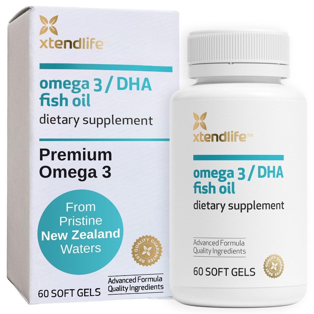 Xtendlife Omega 3 DHA Huile de poisson - 1100mg avec 700mg DHA et 300mg EPA - Omega 3 6 9 Supplément pour le coeur et le cerveau - 1 mois d'approvisionnement (60 Nombre)