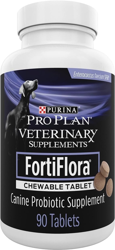 Purina Pro Plan Suppléments vétérinaires FortiFlora Suppléments probiotiques pour chiens à croquer Comprimés 90 ct.
