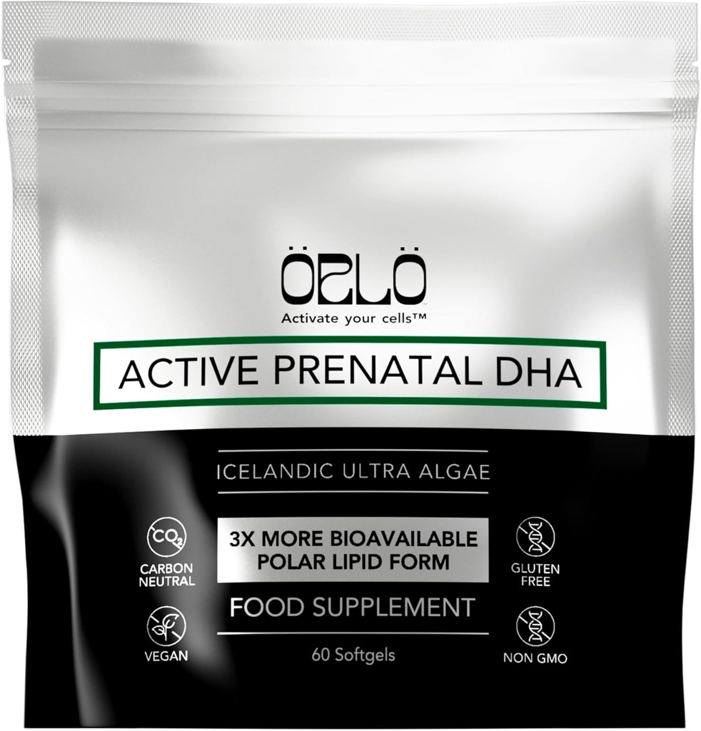 Orlo PRENATAL DHA - Supplément Prénatal DHA Omega 3 - Triple Strength Omega3s - Vegan DHA & EPA - Algae Omega-3 Oil - soutient le développement du cerveau pendant la grossesse et l'allaitement (60 Mini Softgels)
