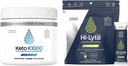 Hi-Lyte Keto K1000 Poudre d'électrolyte , Supplément d'hydratation Mélange de boisson , No Stevia , 50 portions , plus packets d'hydratation , 16 packets de boisson individuels , Citron Lime
