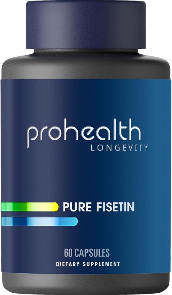 ProHealth Pure Fisetin (60 X 250 mg Capsules) – Supplément de Fisetin naturel ultra pur pour une utilisation intermittente à haute dose. Triple 3ème partie testé pour la puissance et la sécurité. BPF fabriqués aux États-Unis