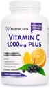 Immunité Vitamine C 1000mg avec Elderberry, Quercetin, Bioflavonoïdes, Rose Hips, Rutin - 4 mois d'approvisionnement, 120 comprimés - Système immunitaire