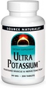 Source Naturals Ultra Potassium 99 mg Maintient la fonction musculaire et nerveuse - Supplément alimentaire - 200 comprimés