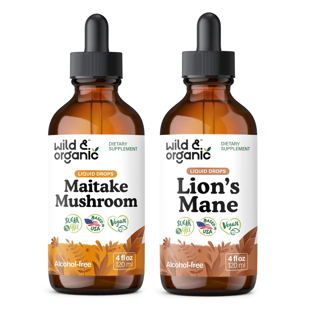 Teinture de champignons sauvage et biologique 4 fl oz & Lion's Mane Teinture 4 fl oz