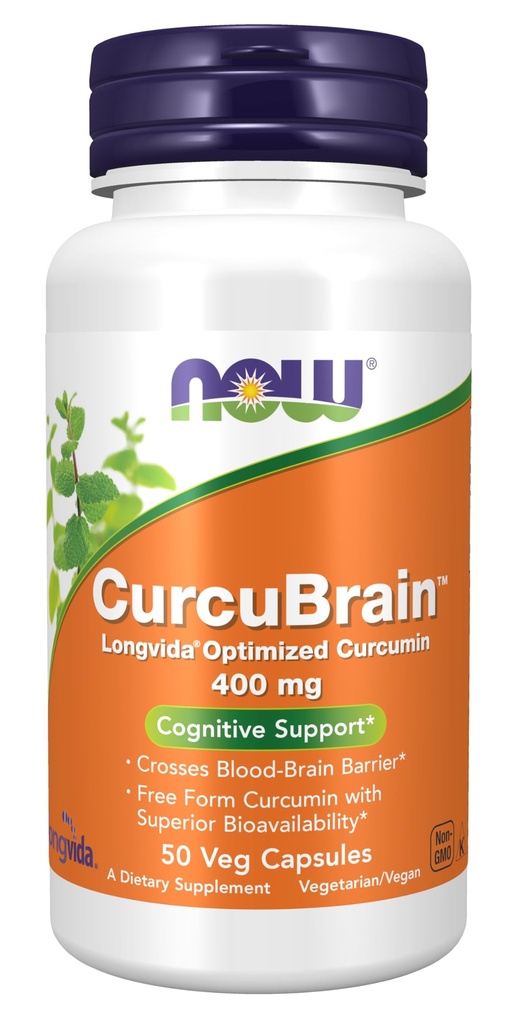 Suppléments, CurcuBrainTM 400 mg avec Curcumine optimisée Longvida®, 50 gélules