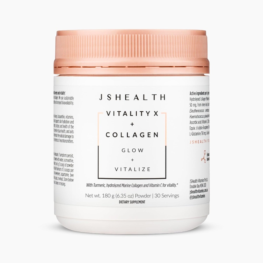 JSHealth Vitamines Vitalité X + Collagène - Supplément en poudre de beauté avec Aloe Vera Silica et Vitamines C & E à la peau et aux ongles de cheveux Nourish (180g)