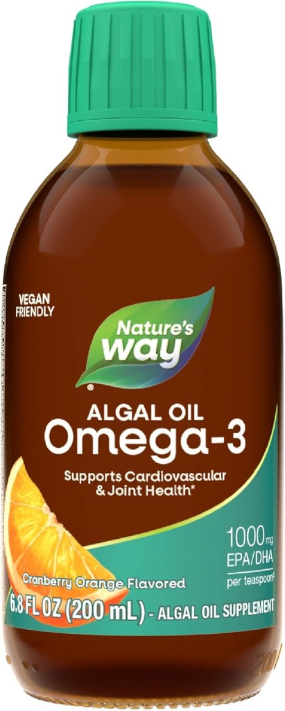 Nature NutraVege à base de plantes Omega-3 Extra Strength**, santé des yeux, du cœur et du cerveau*, liquide aromatisé aux canneberges-orange, 6,8 oz