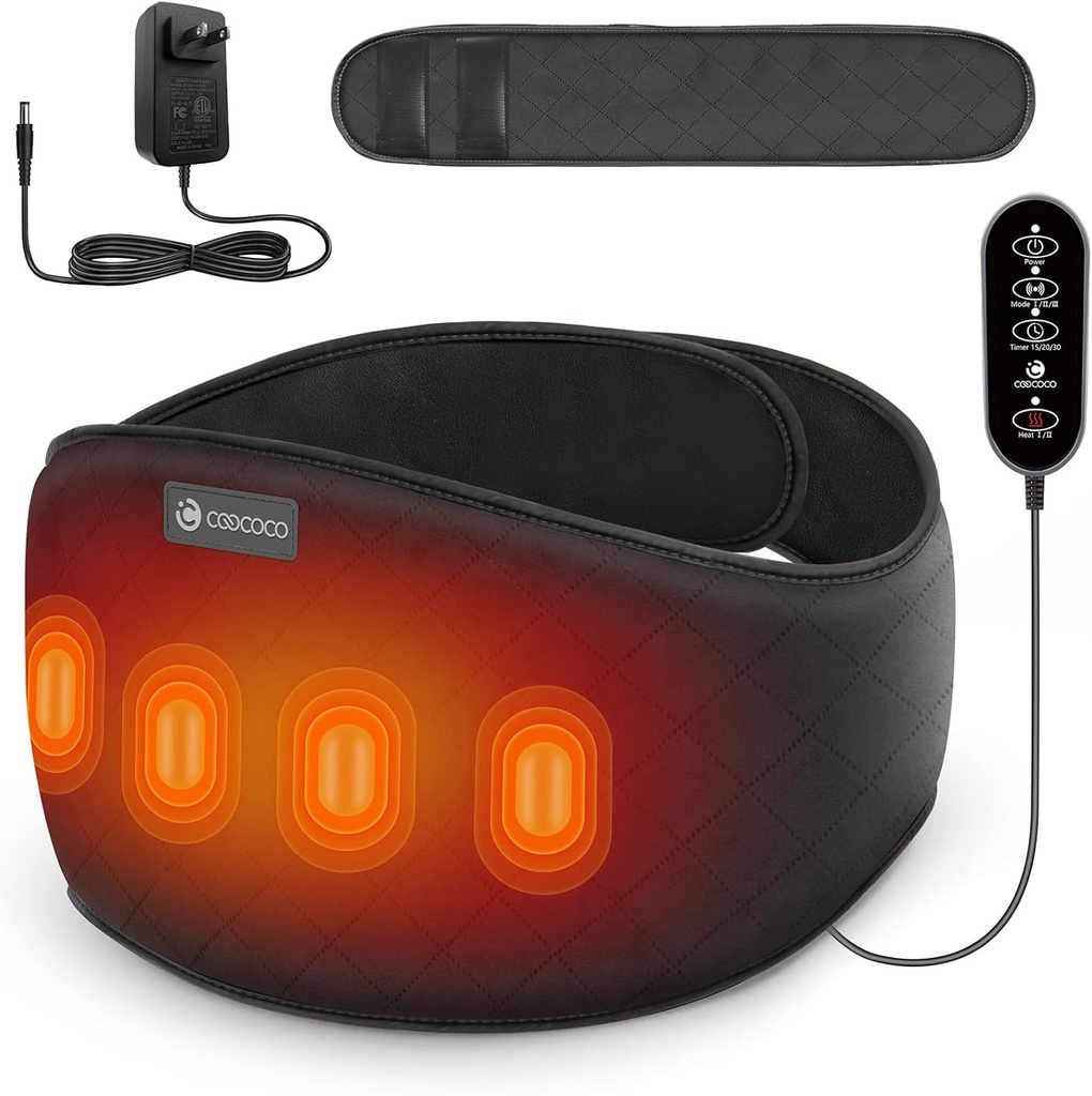 Massager bas dos avec chaleur, CooCoPad chauffant avec masseur pour soulagement de la douleur, Heat Pad avec auto-off, ceinture chauffante, Cadeaux d'anniversaire pour les femmes hommes maman papa (Corded)