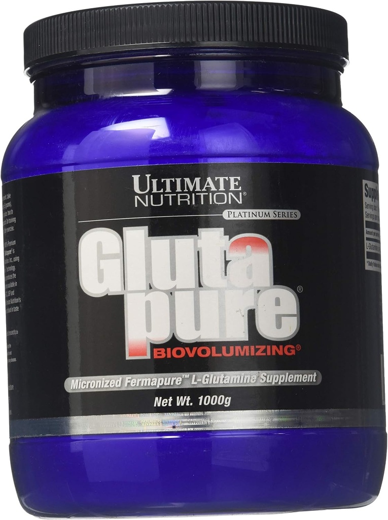 Ultimate Nutrition Gluta pur biovolunizing micronize Fermapure L-Glutamine, Règlement intestinal sur la santé, Récupération musculaire, Supplément de soutien immunitaire 1000G