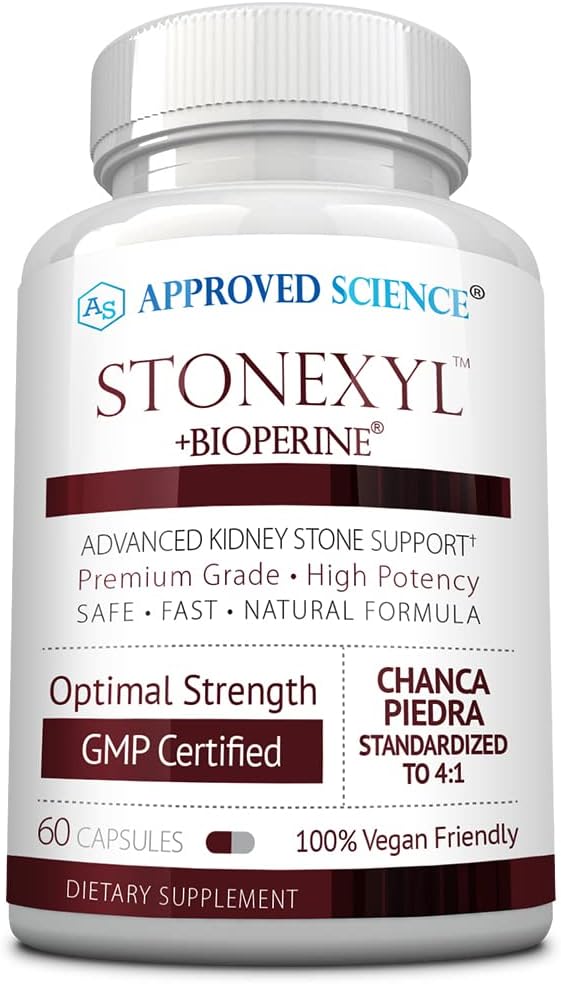 Sciences approuvées Stonexyl - Support à base de plantes pour les pierres rénales - 60 capsules - Chanca Piedra - Haute absorption - 1 mois d'approvisionnement - Vegan