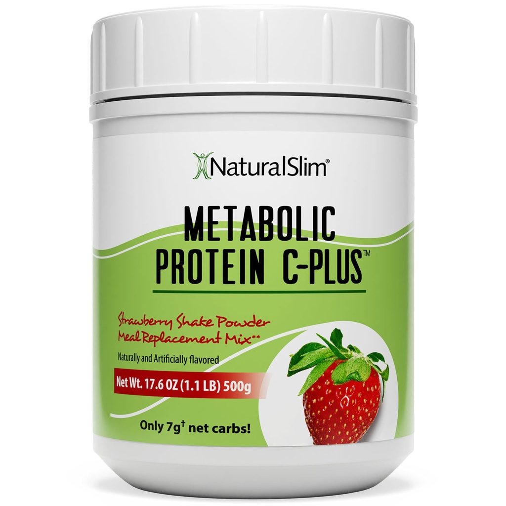 Protéines métaboliques C-Plus Poudre de protéines de lactosérum et substitut de repas à la vitamine C, à la L-Glutamine et aux enzymes digestives, à la faible teneur en protéines de glucides, au soutien au métabolisme, à l'énergie et à la santé des git Fraises