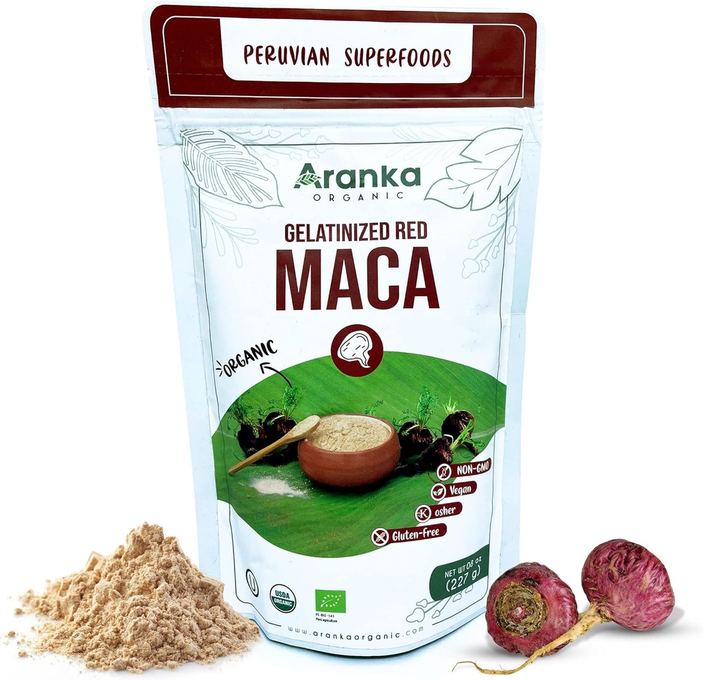 Gelatinized Maca Powder - 8oz Peruvian Maca Powder Organic - Red Maca Powder, Black Maca, Yellow Maca Root - (Red Maca)