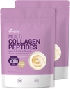 Poudre de Peptides Multi Collagène VivoNu, 16 Oz Hydrolysed Protein Peptides de type I,II,III,V,X avec acide hyaluronique, biotine et vitamine C Non aromatisé Keto Paleo Friendly, Ez Mix in Boats (2LB/2Pack)