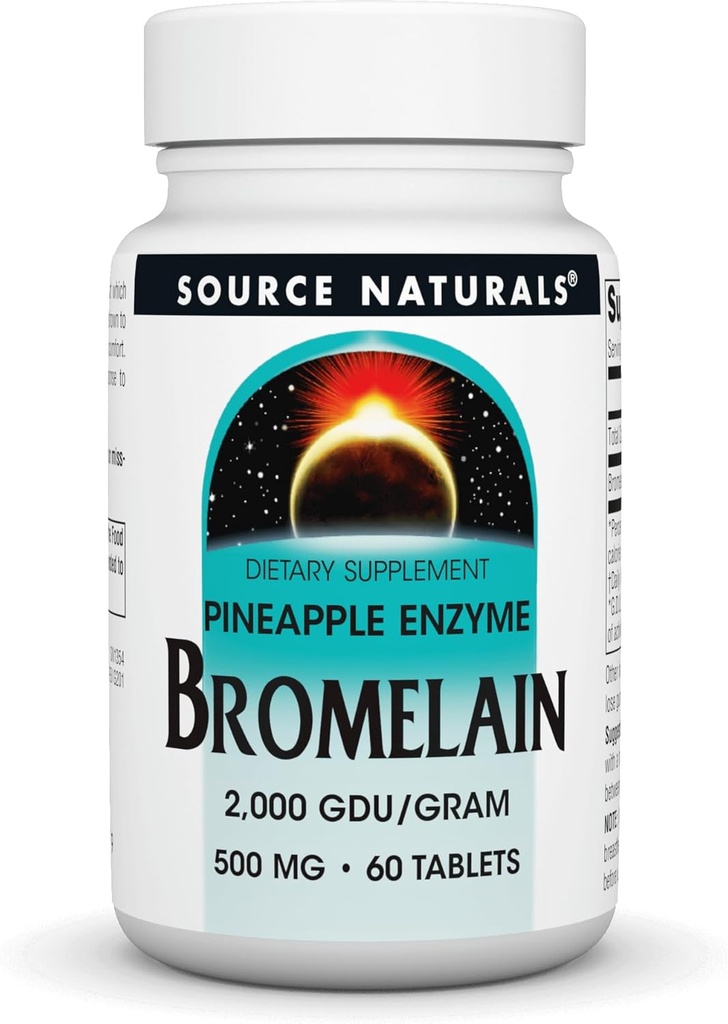 Source Naturals Bromelain, 2,000 GDU/GRAM, Pineapple Enzyme, 500 MG - 60 Tablets
