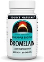 Source Naturals Bromelain, 2 000 GDU/GRAM, Enzyme des ananas, 500 MG - 60 comprimés