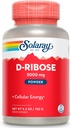 SOLARAY D-Ribose Poudre de 5000 mg $ Énergie cardiaque et cellulaire saine (ATP) Soutien à la production $ 30 portions $ 150 Grams