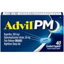 Advil PM analgésique et aide au sommeil de nuit, traitement de la douleur avec Ibuprofène pour soulager la douleur et citrate de diphenhydramine pour une aide au sommeil - 40 Caplets enduits