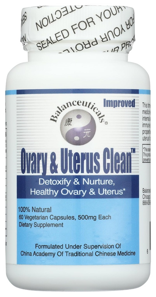 Ovary & Uterus Clean, 500 mg de capsules de complément alimentaire, bouteille 60-Count