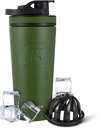 Ice Shaker Isolated en acier inoxydable Shaker Bouteille de 26oz, vert , froid pour 30+ Heures , Coupe isolée avec agitateur Twist-on , Bouteille sans odeur pour les shakes de protéines, eau, smoothies, cocktails