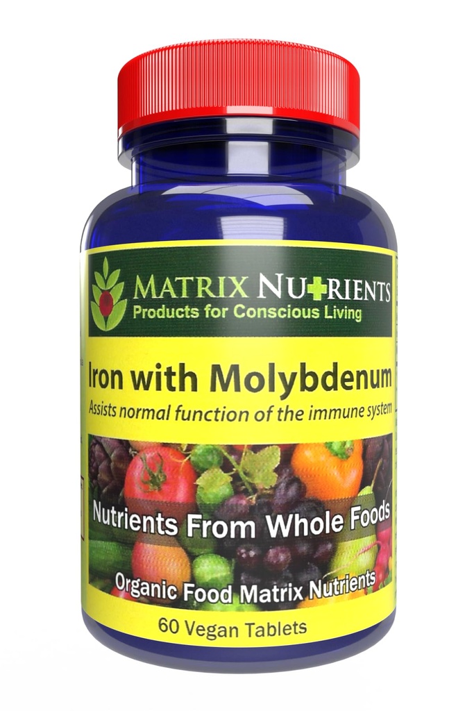 Fer avec Molybdène - Immune et support de stress, ANTIOXIDANT Santé, Aide à la croissance cellulaire - 100% biologique - Comprimés végétaliens (60ct)