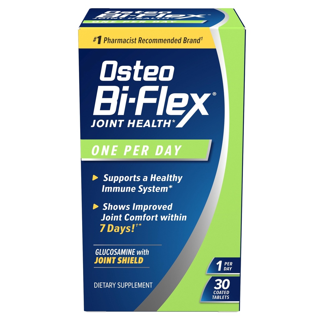 Osteo Bi-Flex 1 par jour, supplément de santé glucosamine avec vitamine D, 30 comprimés enduits