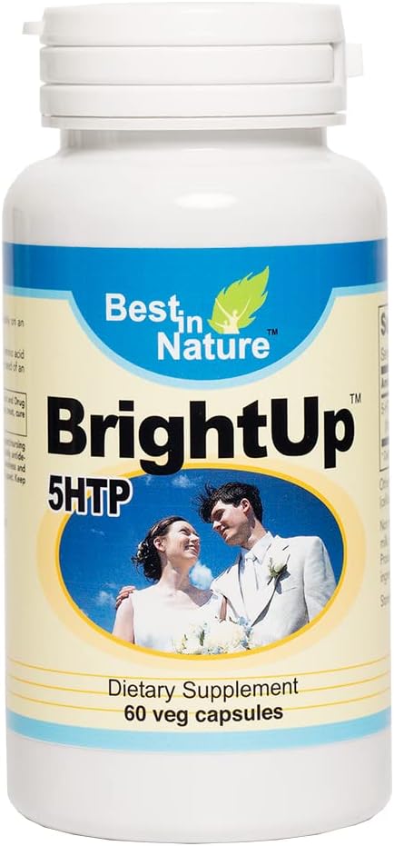 BrightUpTM-5 HTP - Supplément de soutien à l'humeur saine avec l'extrait de Griffonia simplicifolia, la métabolie intermédiaire entre l'acide amino L-tryptophane et la sérotonine.